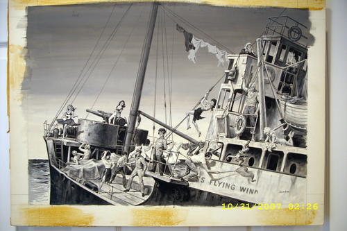 Mens Action cover 1960's Earl Norem Painting Boat cruise All  GIRL Crew